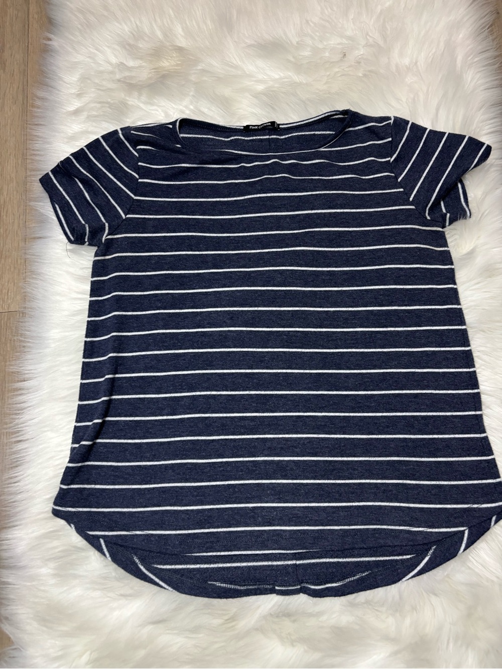 Pink Clover Navy and White Striped Short Sleeve Tee